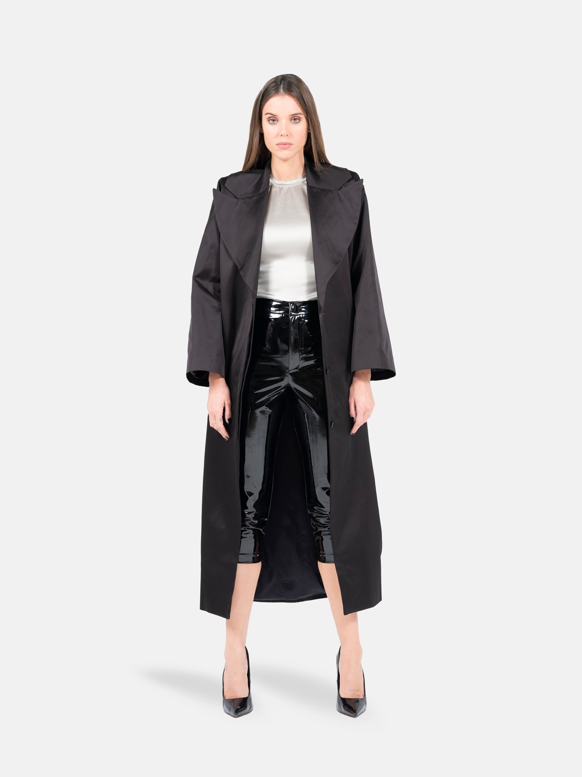 Manteau Oversize Malibu Satin Noir