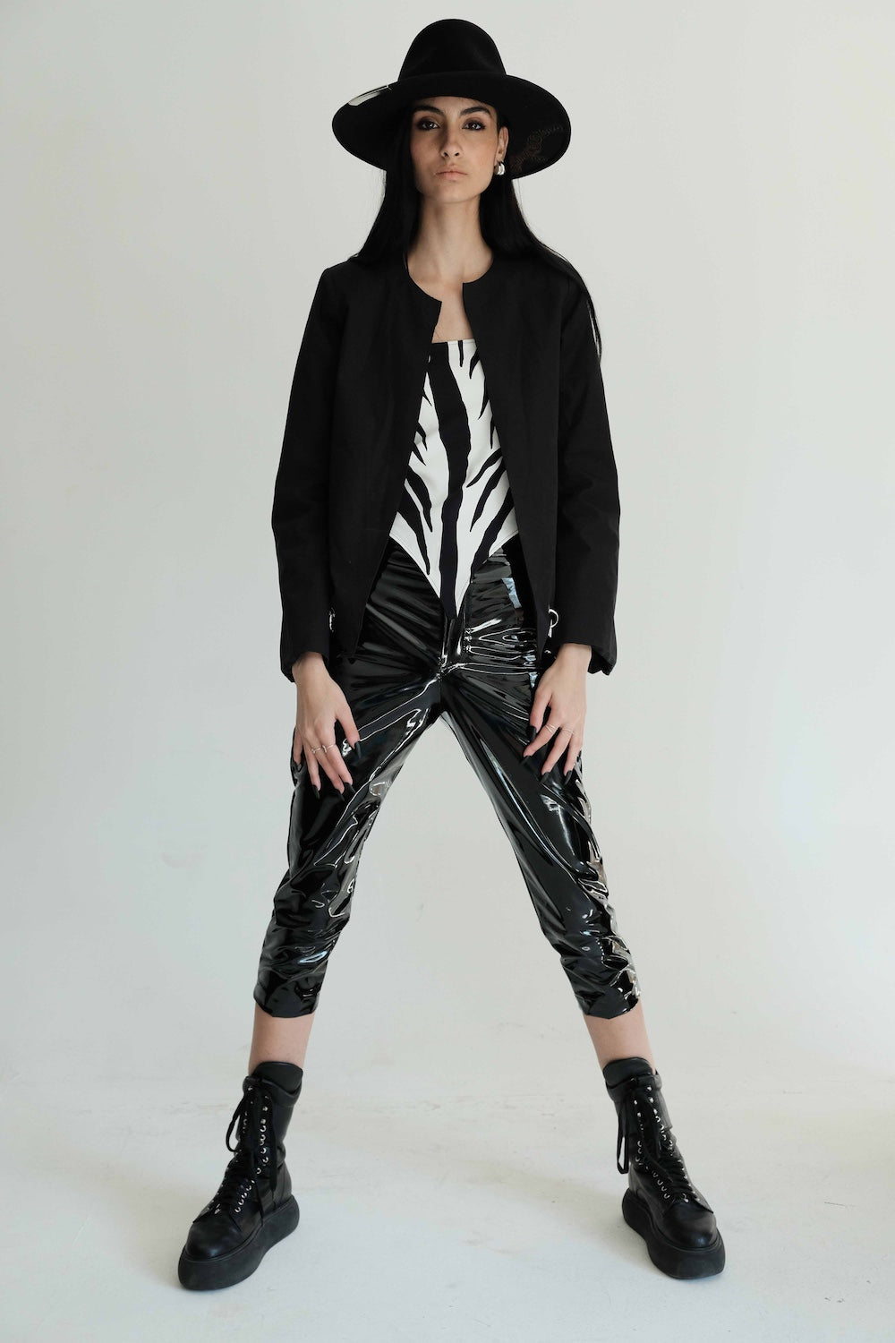 Veste pointe V Sunset Boulevard Manches Longues Noir