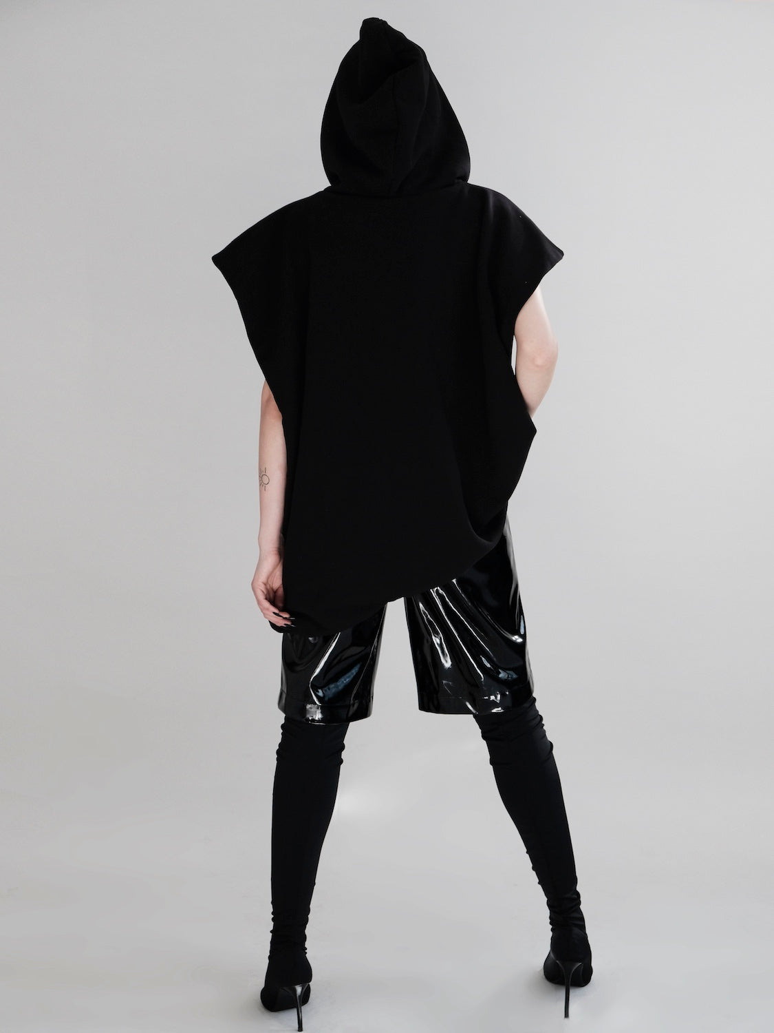 Sweat à capuche sans manches oversize Melrose noir