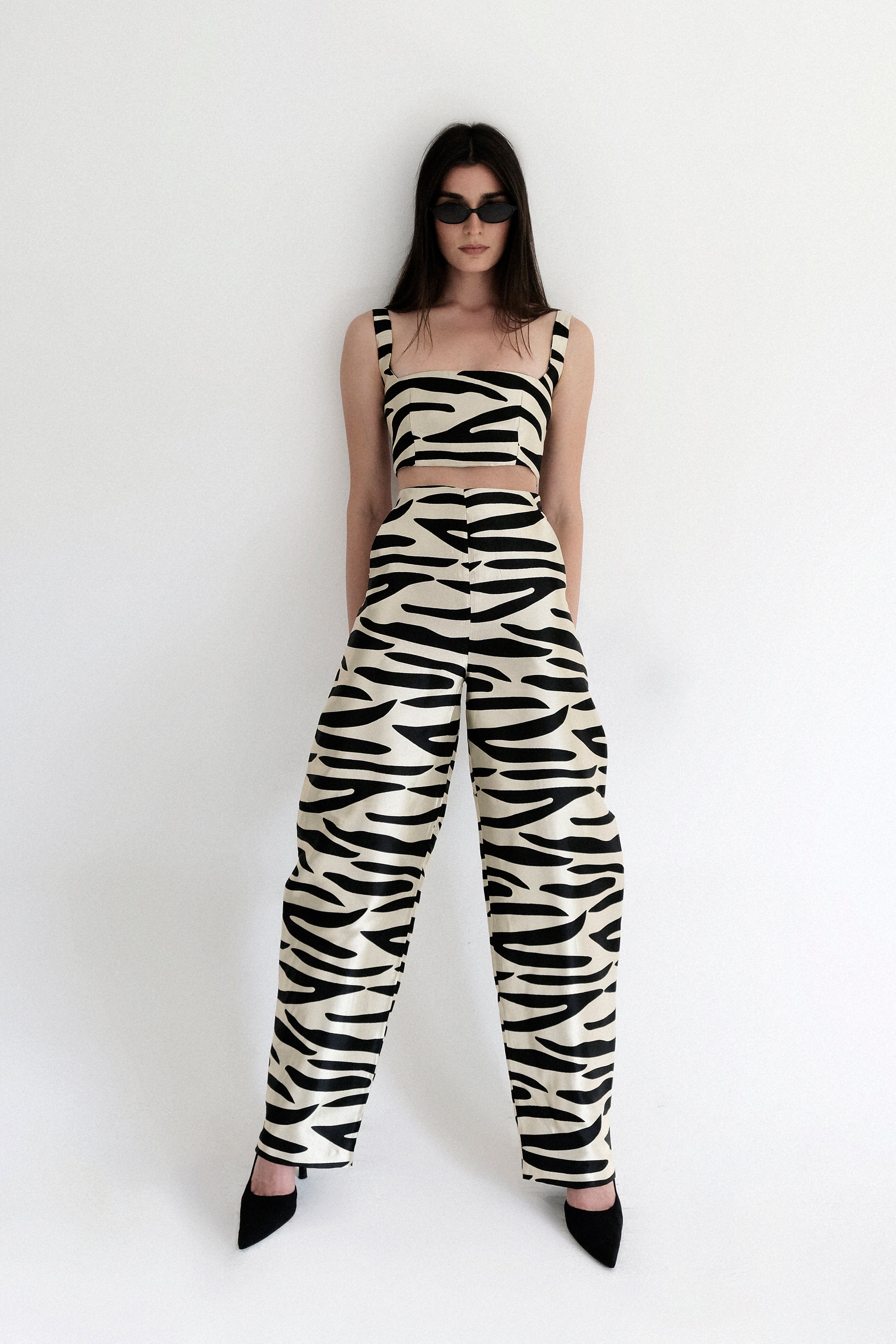 Top court Pasadena à imprimé zébré