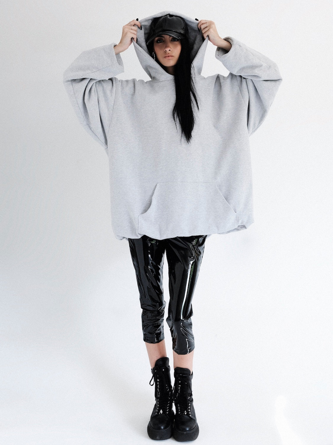 Oversized long-sleeve hoodie Melrose grey