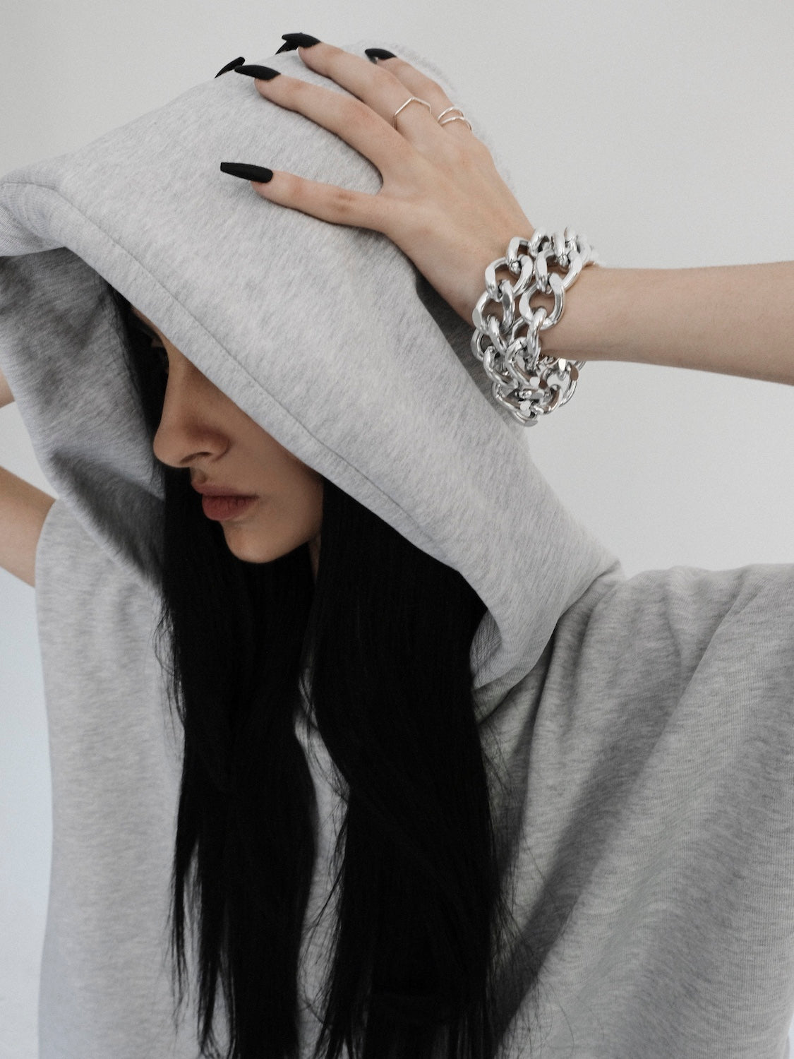 Oversized sleeveless hoodie Melrose grey