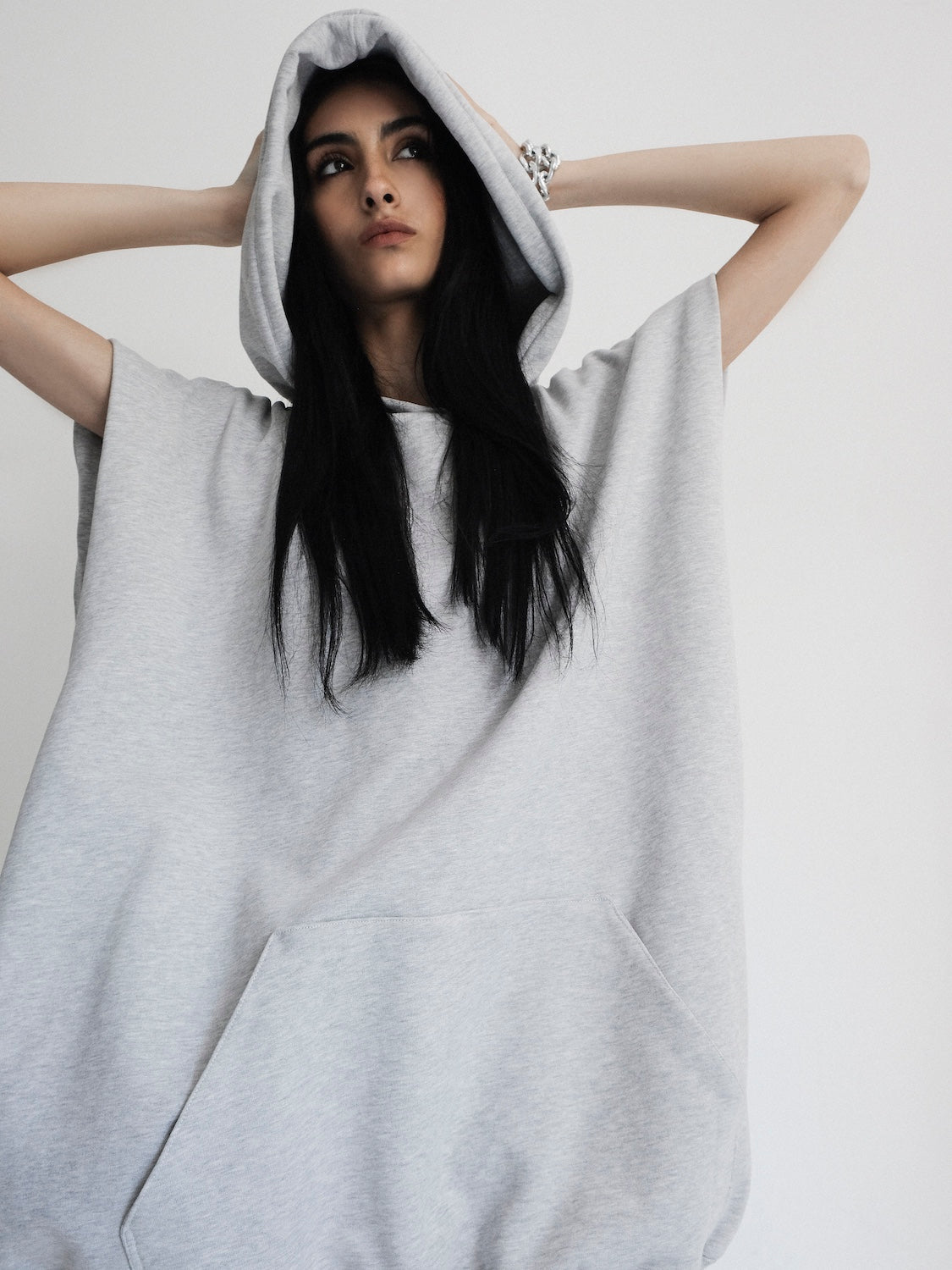 Oversized sleeveless hoodie Melrose grey