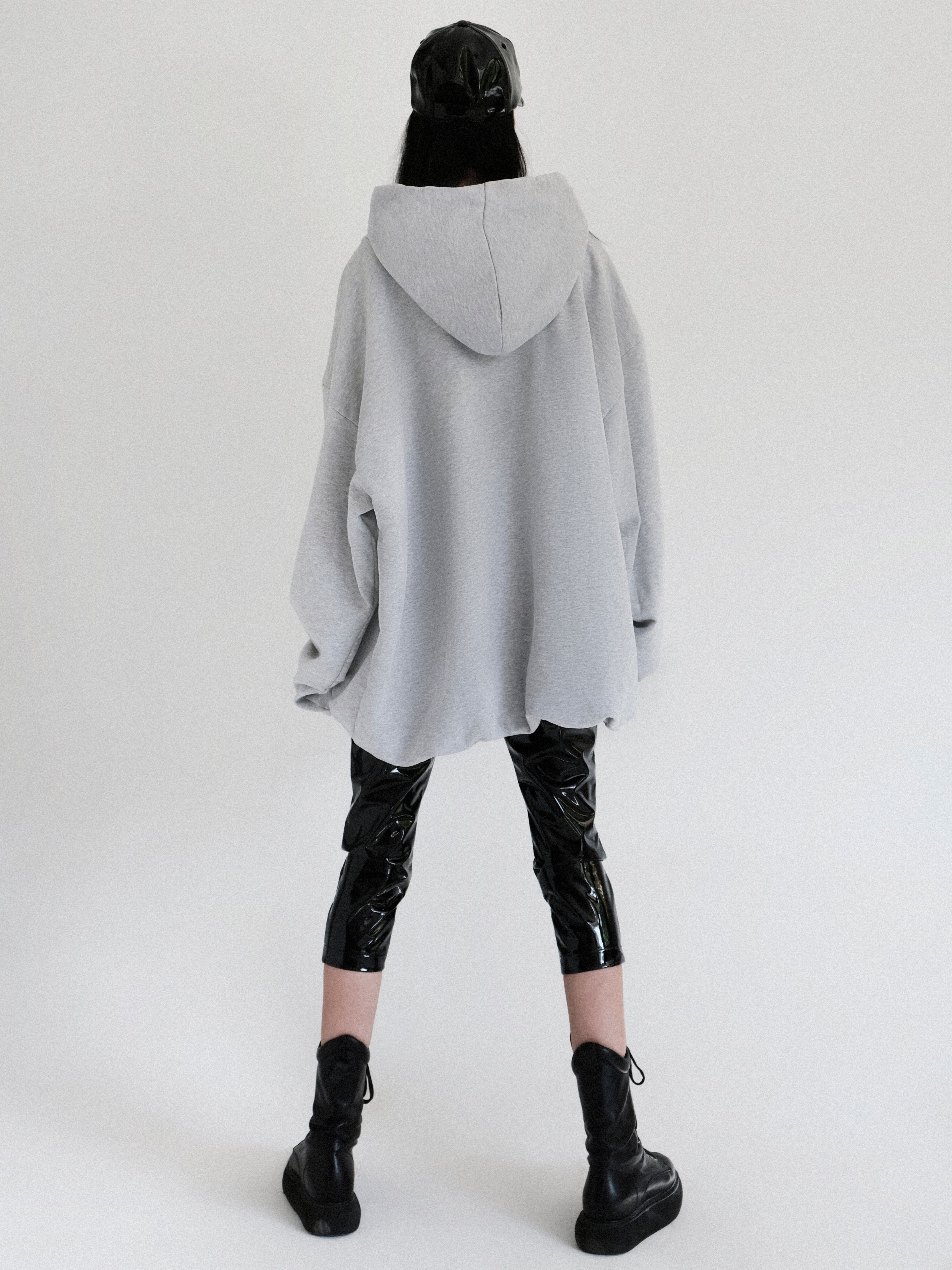 Oversized long-sleeve hoodie Melrose grey