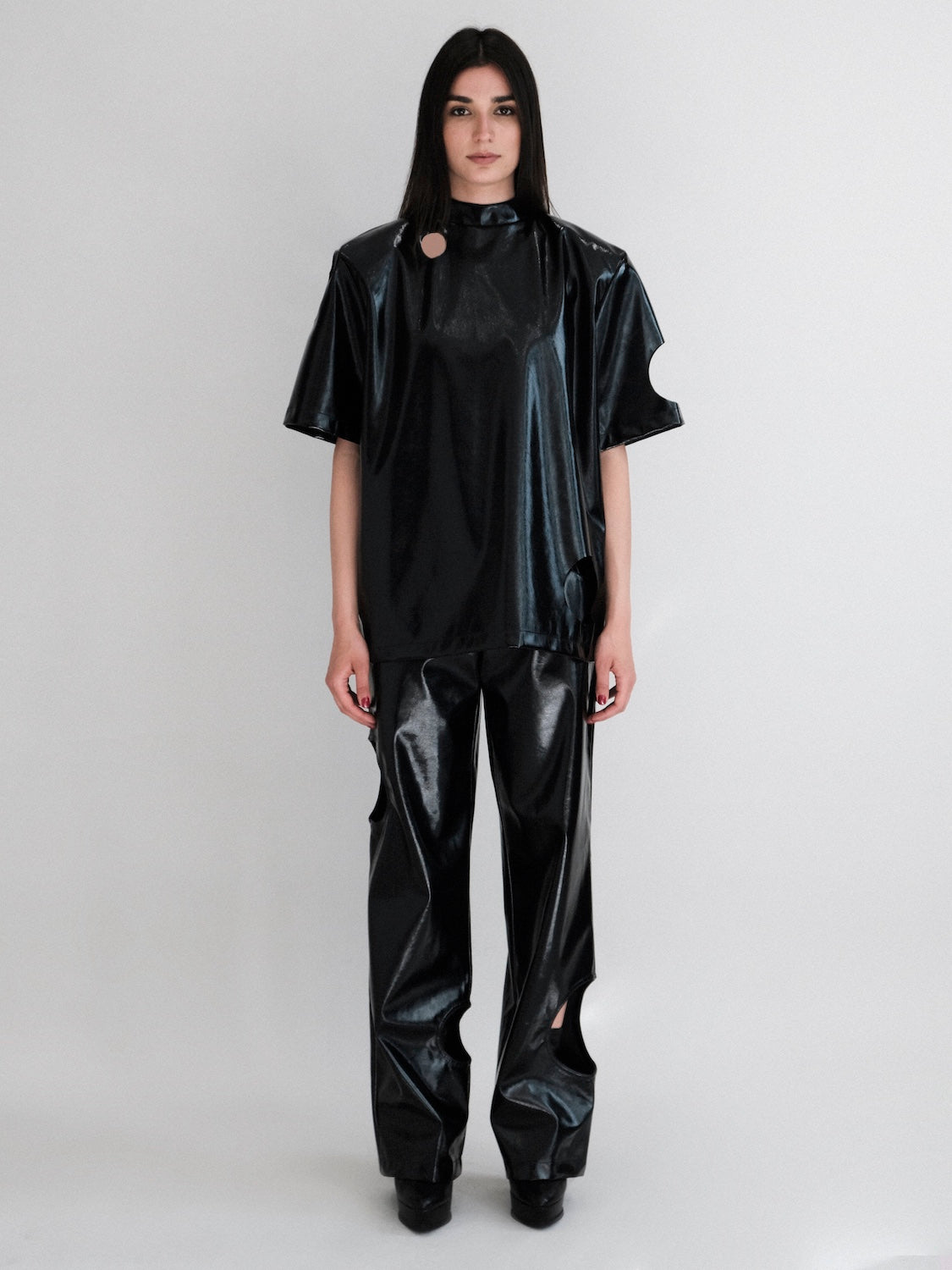 Pantalon vinyle à trous Park noir