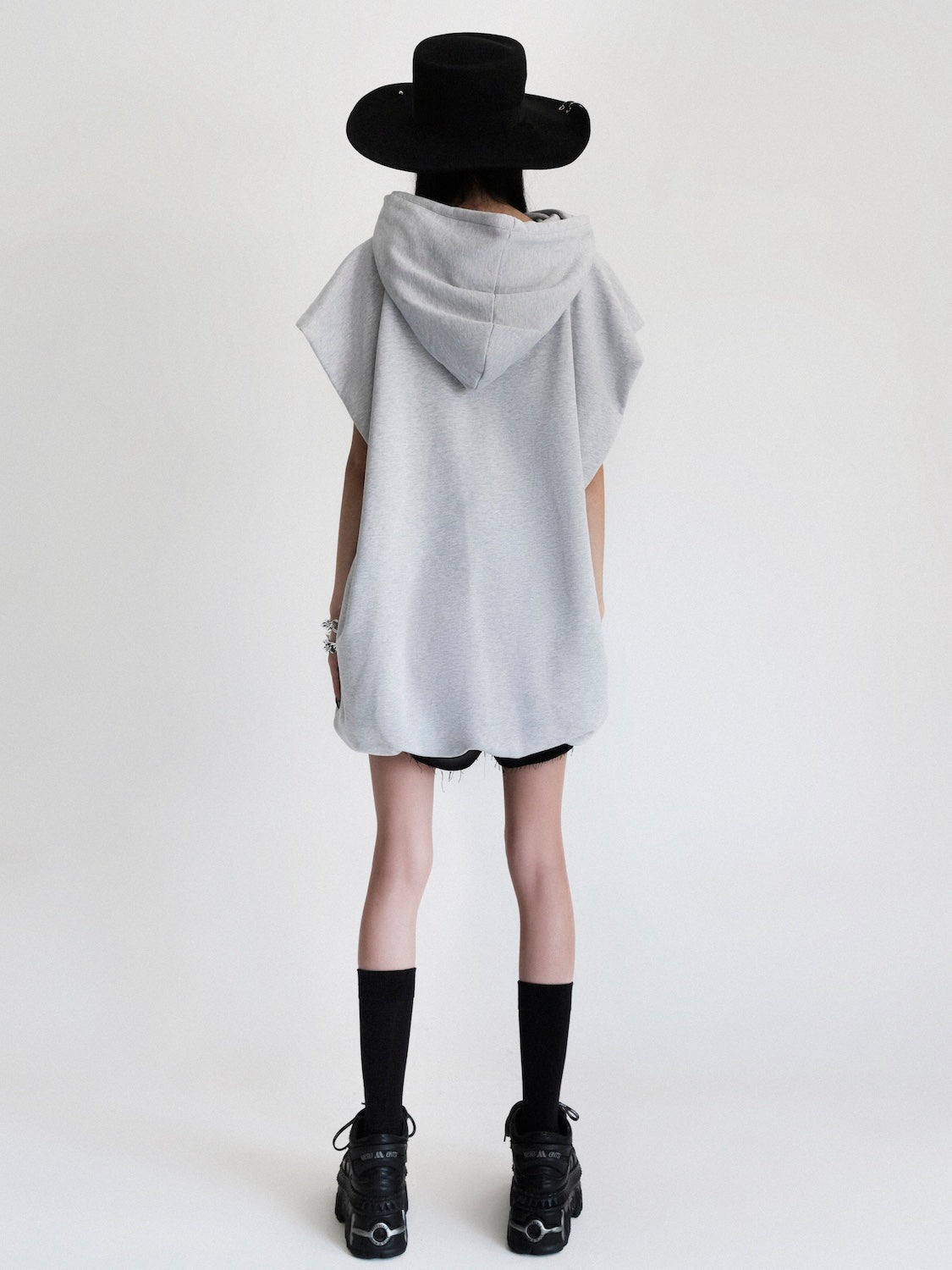 Oversized sleeveless hoodie Melrose grey