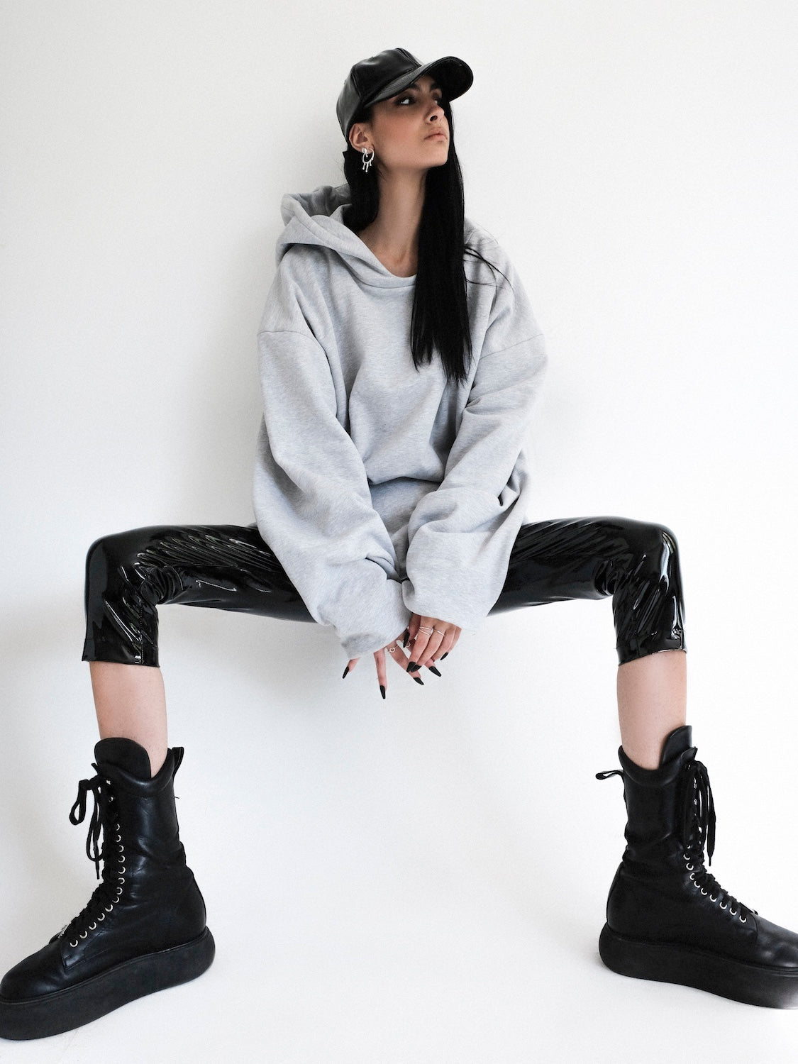 Oversized long-sleeve hoodie Melrose grey