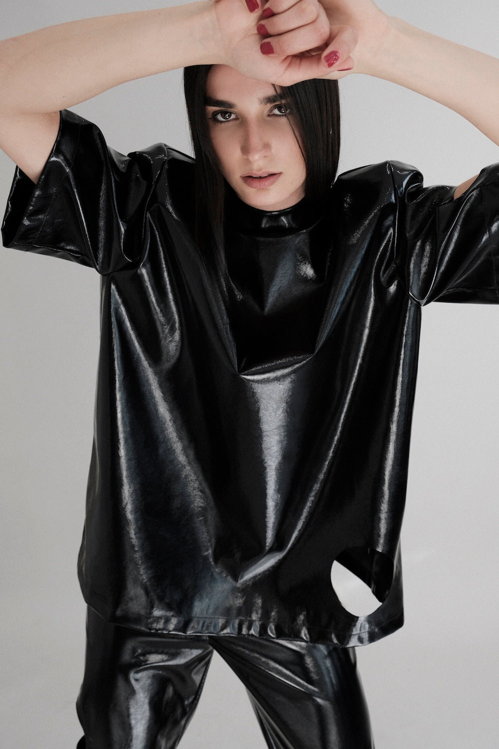 T-shirt épaulettes à trous vinyle Canoga noir