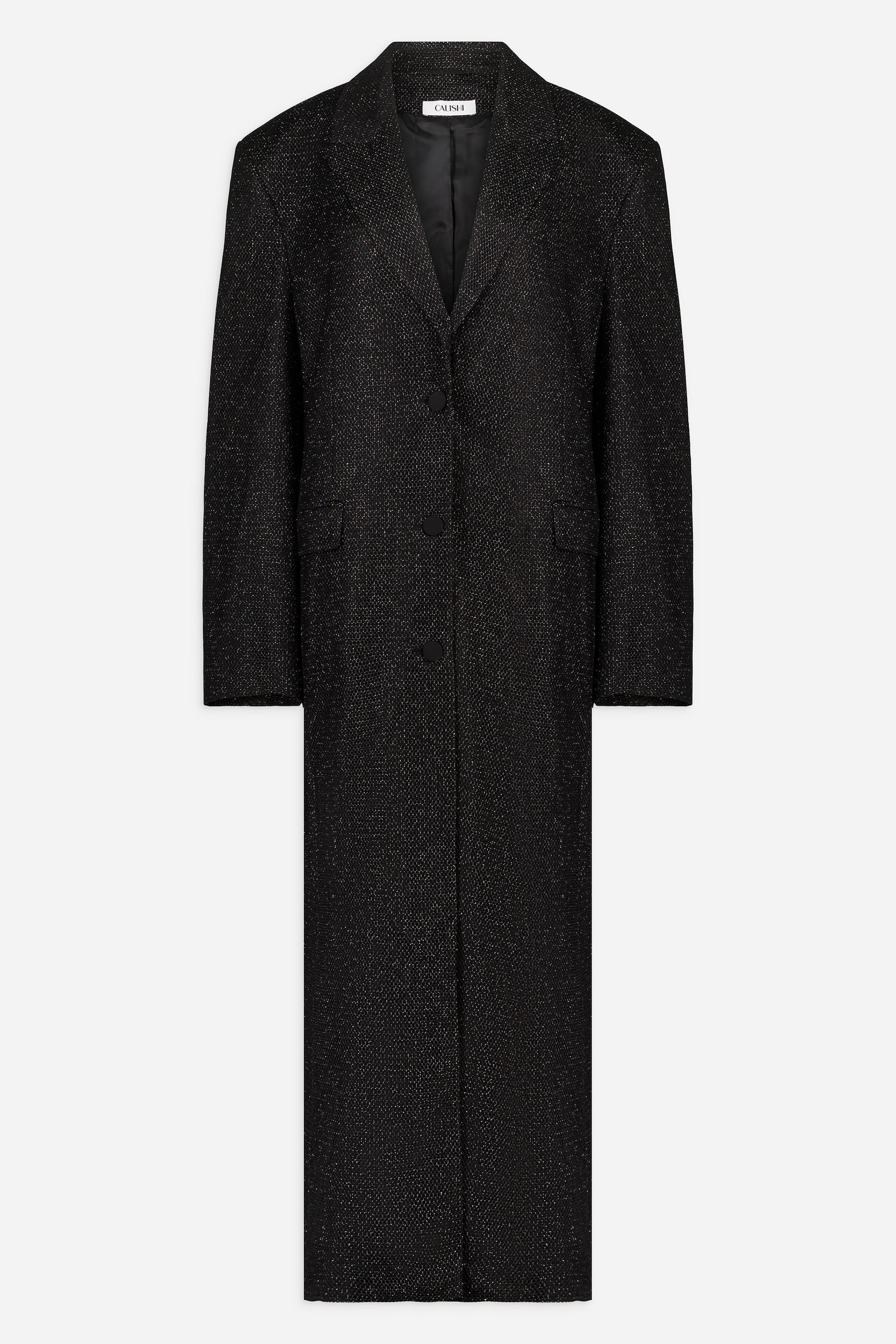 Oversized coat TUJUNJA in black fishnet