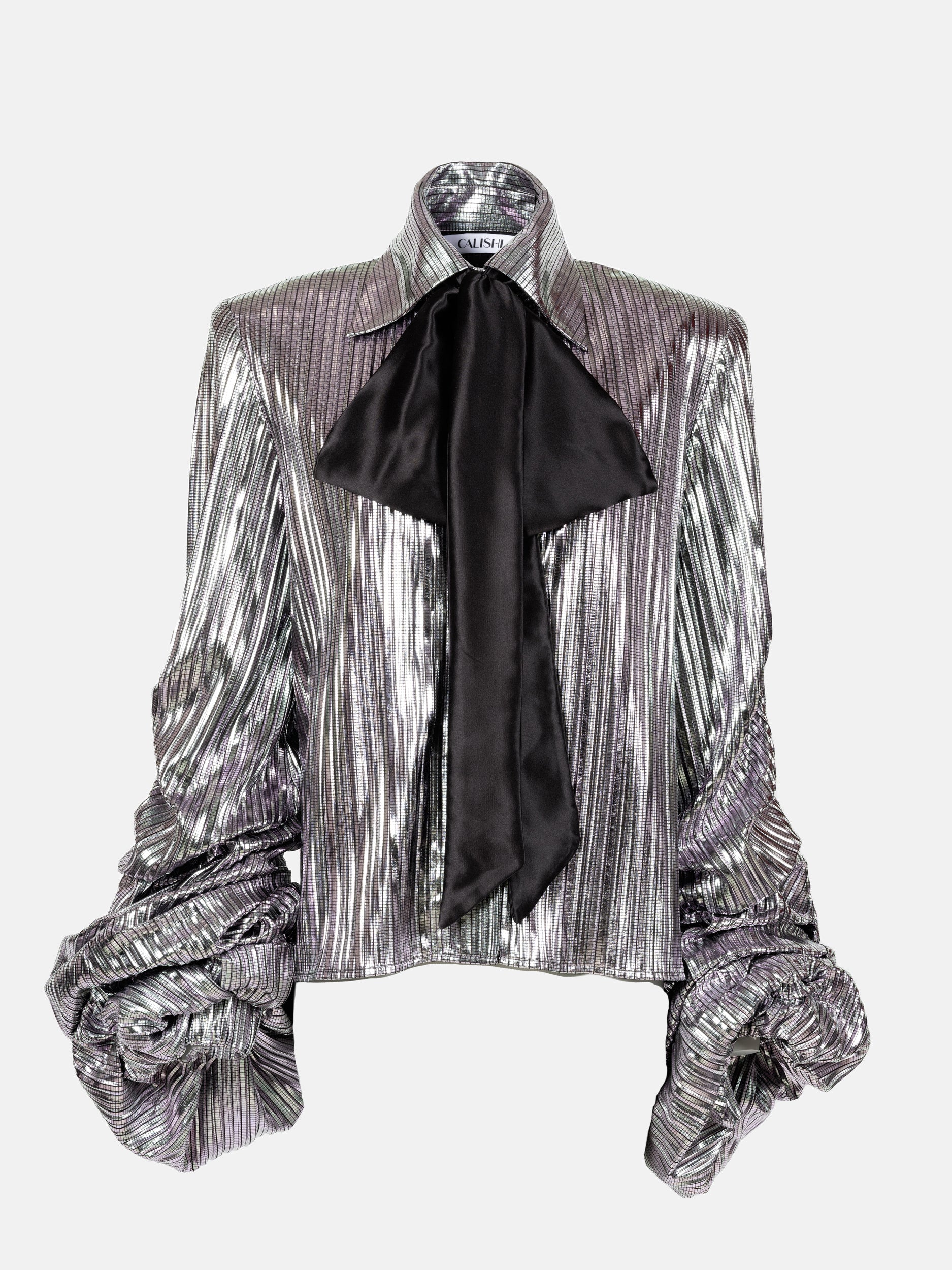 Downtown Silver Lavalliere Blouse