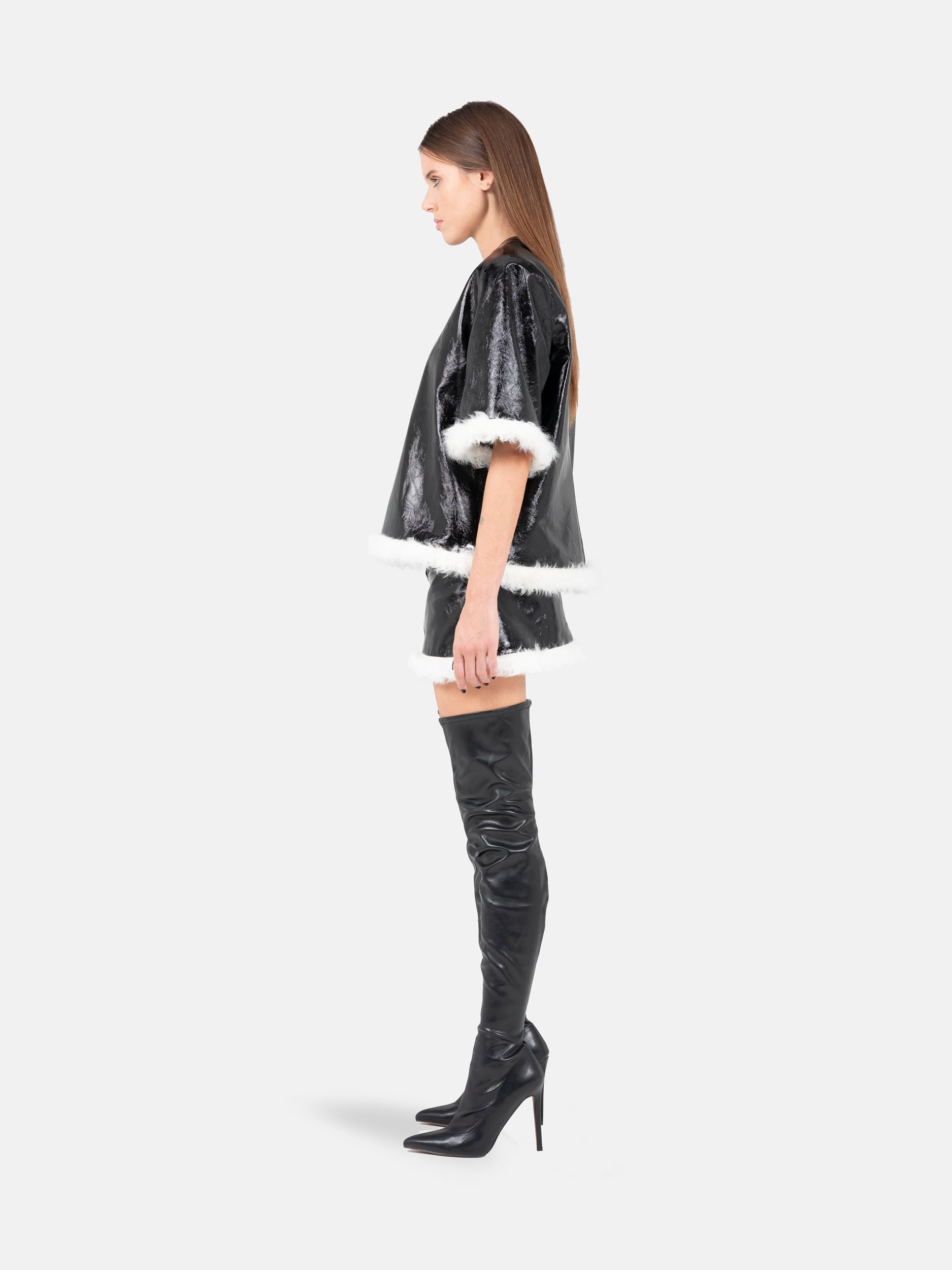 Leather Skirt Black and Off-White