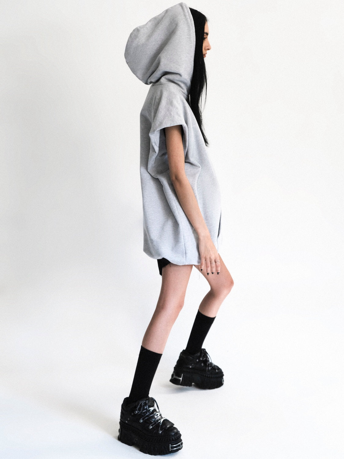 Oversized sleeveless hoodie Melrose grey 