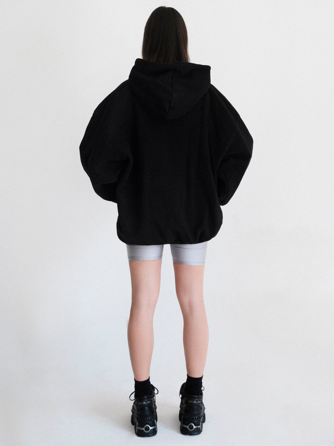 Sweat à capuche manches longues oversize Melrose noir