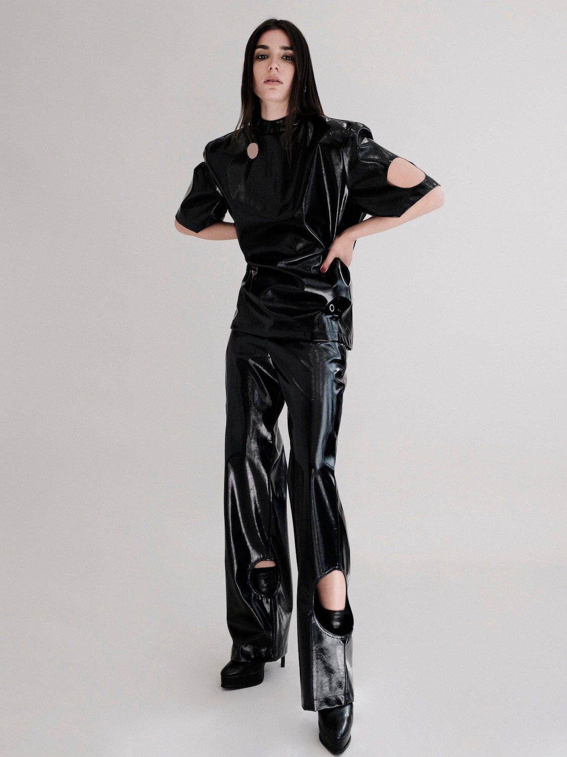 Vinyl pants with holes Park black