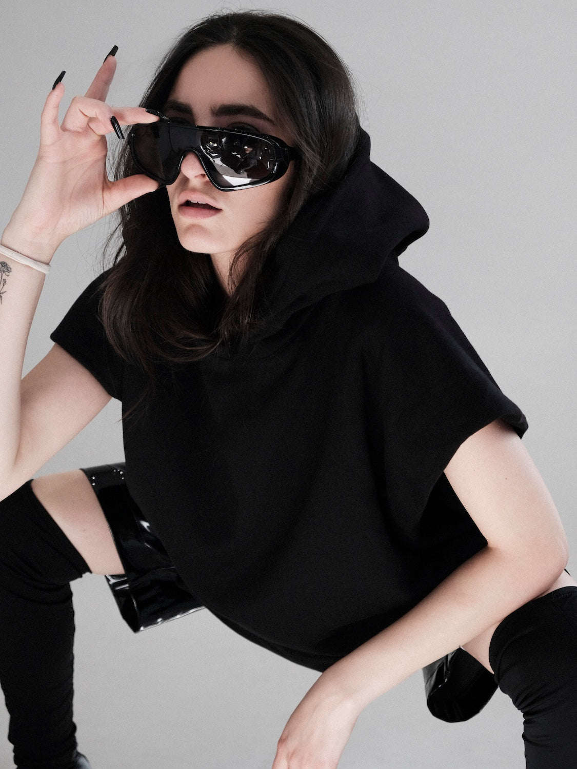 Sweat à capuche sans manches oversize Melrose noir