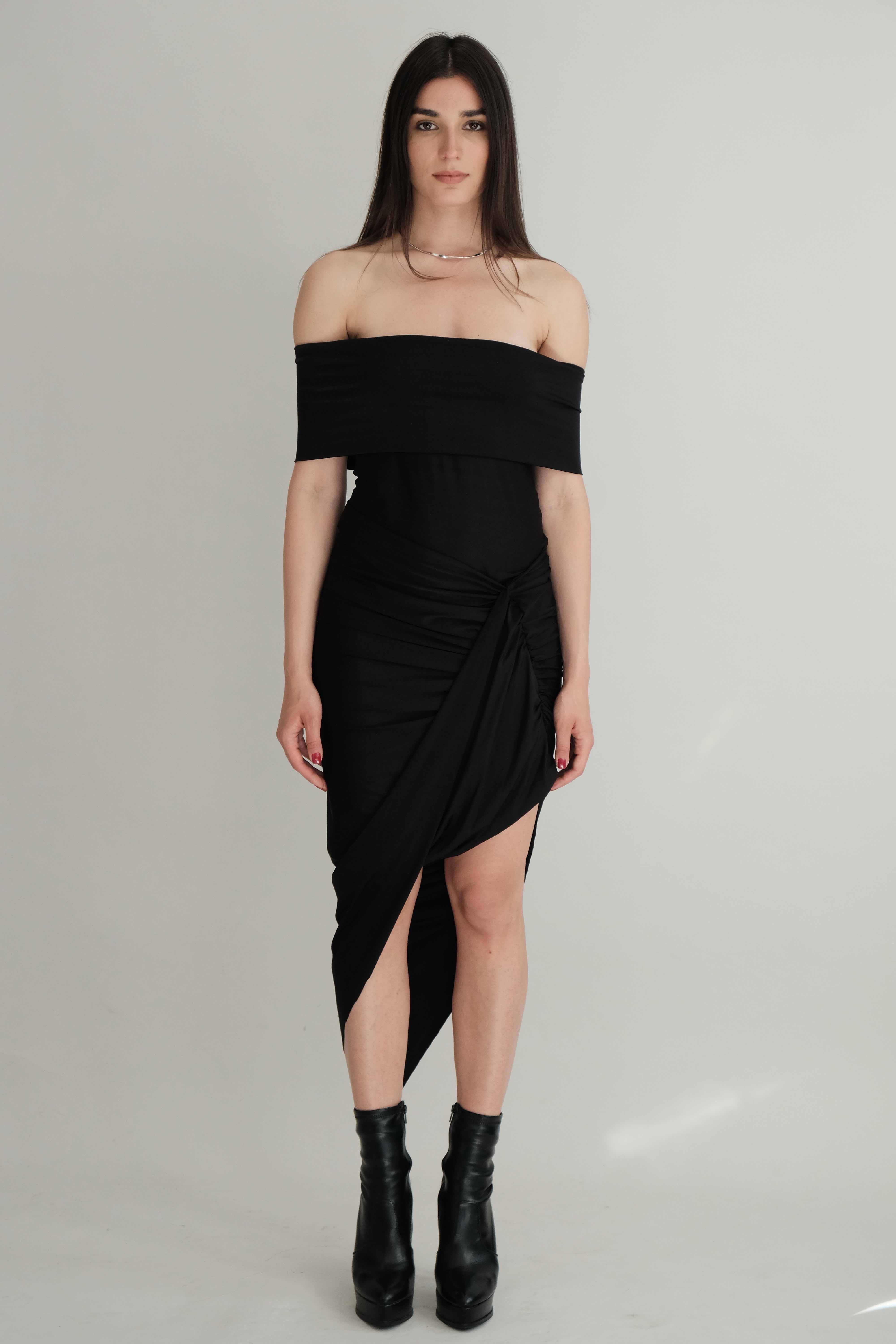 Black Woodland Off-the-Shoulder Top